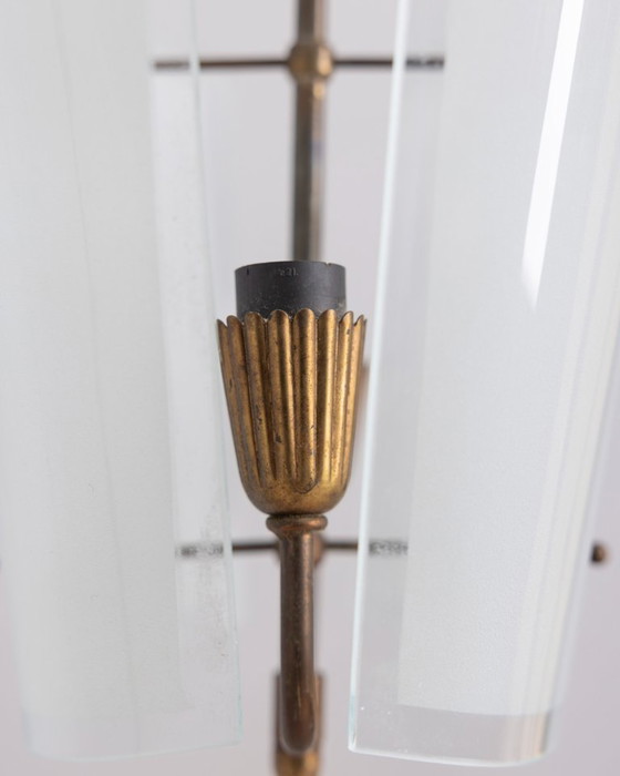 Image 1 of LAMPADARIO VINTAGE ANNI '50 IN VETRO DECORATO, DESIGN ITALIANO