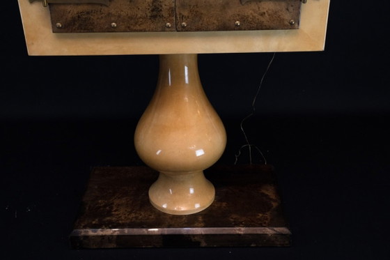 Image 1 of Aldo Tura Mid-Century Modern Goatskin Parchment Bar Cabinet, Italy, 1960s