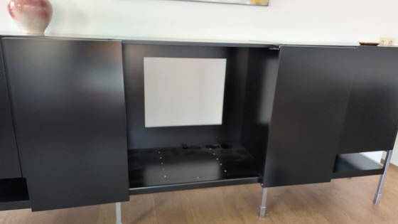 Black sideboard with silver-colored legs, Wood, Metal, Modern (photo 3 of 5)