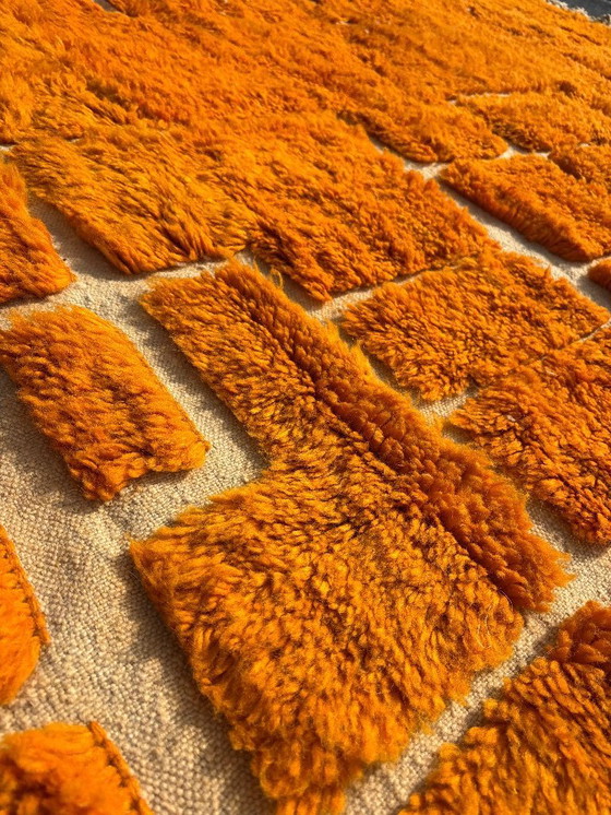 Image 1 of Oranje Marokkaans wollen tapijt 200x300 cm- Handgemaakt geometrisch tapijt - Eigentijds Berber tapijt