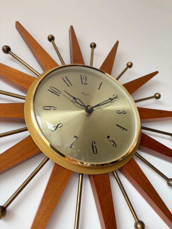 Image 1 of Beautiful Paico starburst or sunburst vintage wall clock 60s