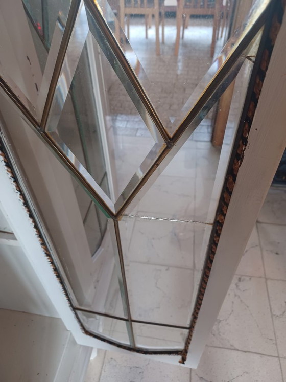 Exclusief Paar Antieke Vitrinekasten Met Facetgeslepen Spiegel-Glas-in-Lood – Wood (photo 8 of 15)