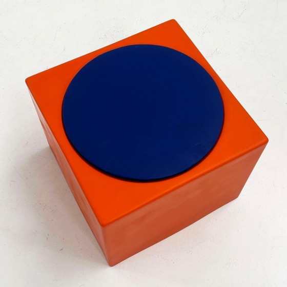 Image 1 of Orange & Blue Cube Stool Il Kubile from MIM Roma, 1970s