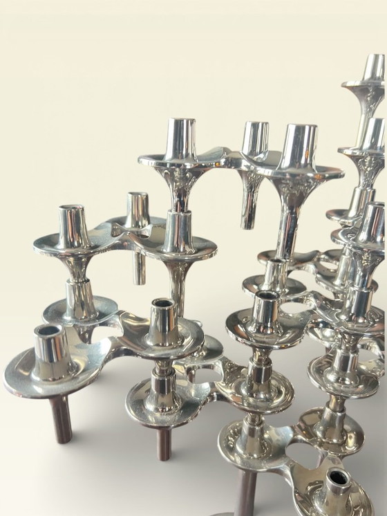 Image 1 of BMF - Stoff Und Nagel Orion Candle Holder Set of 10 Candle Holders and 1 Stand. Original Vintage System from the 1970s