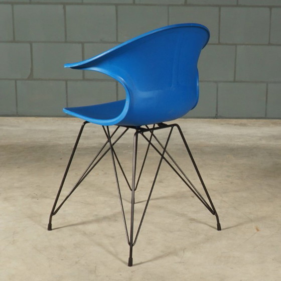 Vintage Blue Bucket Chairs – In the Style of Vitra Eames – Dining chairs, Metal, Plastic (photo 6 of 12)
