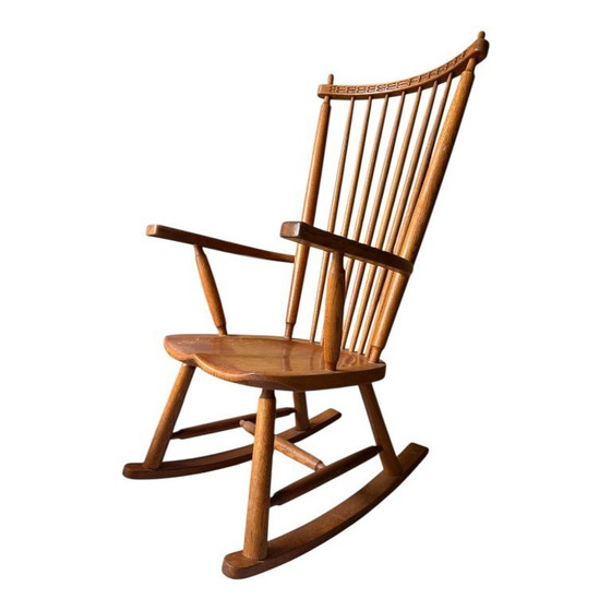 Image 1 of Sedia a dondolo vintage in quercia De Ster Gelderland, Paesi Bassi 1960