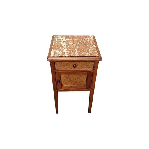 Antiek Frans nachtkastje met marmer blad, begin 1900