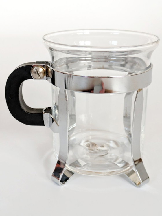 Image 1 of 4 verres à thé Bodum Chambord : design danois des années 1980 avec supports chromés