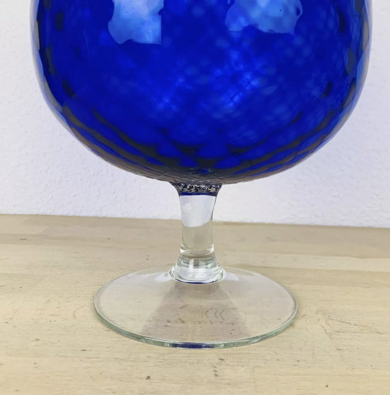 Image 1 of Vase Empoli Italien Verre Bleu 33 Cm Vintage