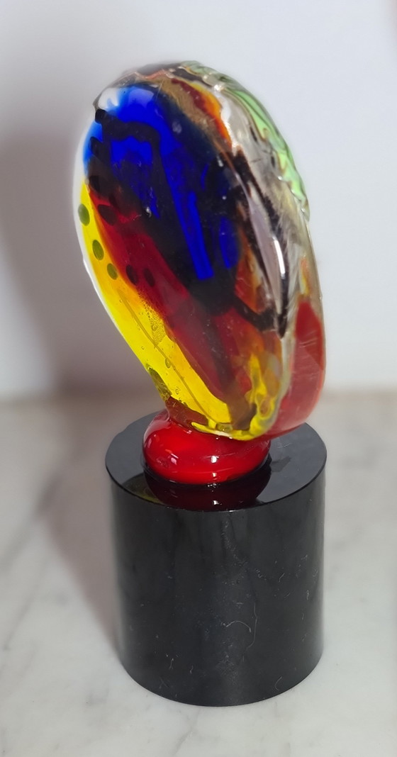 Image 1 of Murano glass Picasso head with gold leaf signed