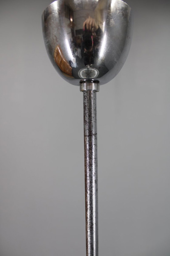 Image 1 of 1930 Bauhaus / Functionalist Verchroomde Kroonluchter "UFO" van Josef Hurka voor Napako, Tsjecho-Slowakije