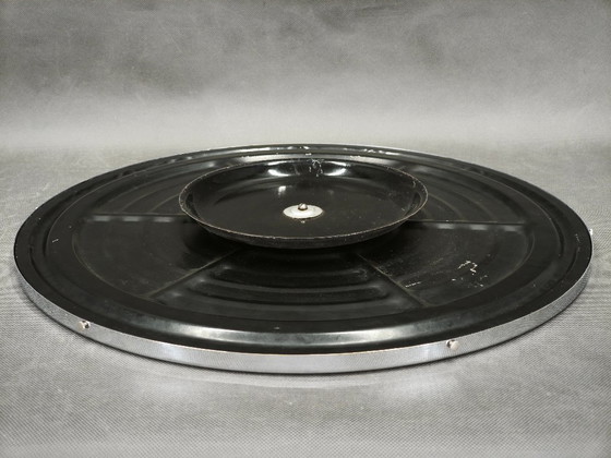 Image 1 of Czech Art Deco Rotating Chrome Serving Tray, 1940s