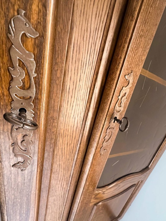 Image 1 of Bibliothèque vitrée en chêne massif Made in France Riskoff 