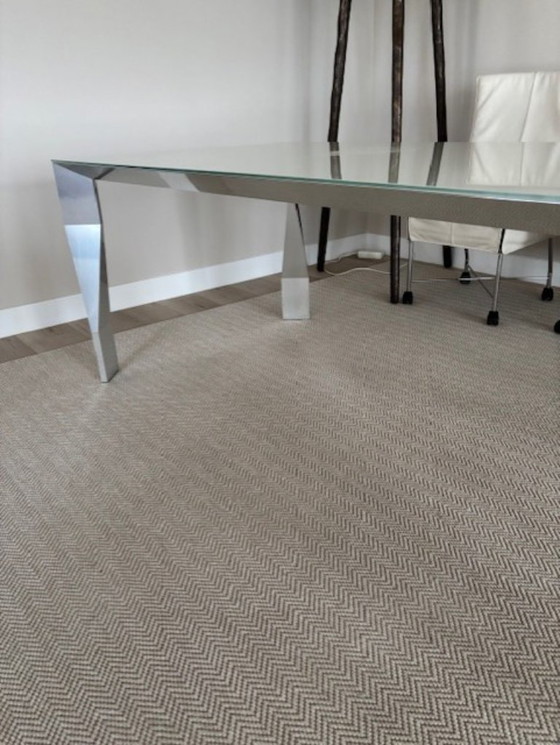 Image 1 of Table de salle à manger Molteni & C blanche/chrome