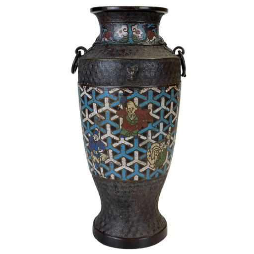 Antike japanische Meiji Cloisonné Vase – Die Acht Unsterblichen – ca. 1910 – 1.8 kg