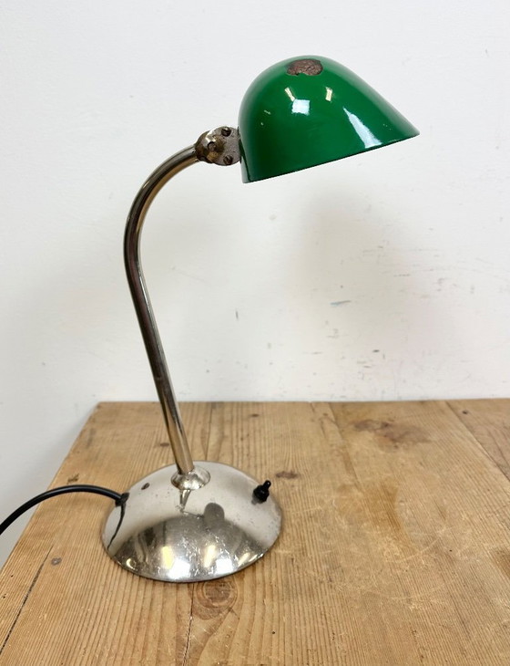 Image 1 of Lampada da tavolo vintage in smalto verde, anni '50
