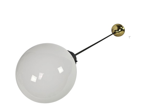 Image 1 of Giso Gispen - hanglamp  - opaalglas - messing - 3e kwart 20e eeuw 