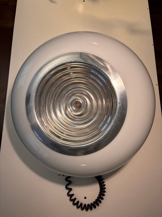 Image 1 of Schwarz-weiße Achille-und-Pier-Pendelleuchte von Giacomo Castiglioni für Flos, 1965