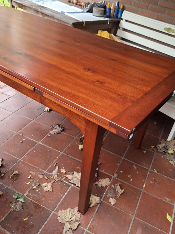 Table de salle à manger design extensible en bois de cerisier, Tables de salle à manger, Marron (photo 5 sur 5)