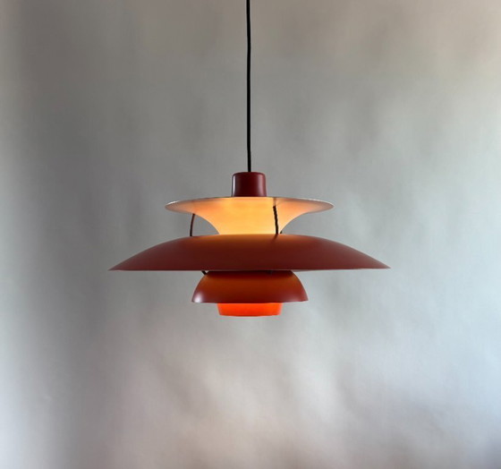 Image 1 of Lámpara colgante danesa Louis Poulsen PH5 roja
