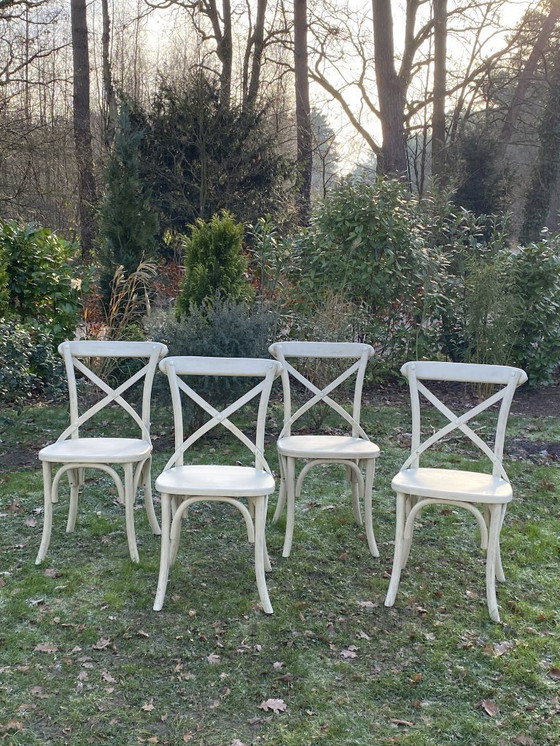 Image 1 of 4 houten crossback stoelen