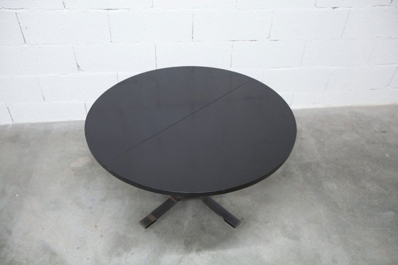 Image 1 of Osvaldo Borsani black and chrome round height-adjustable table with extension