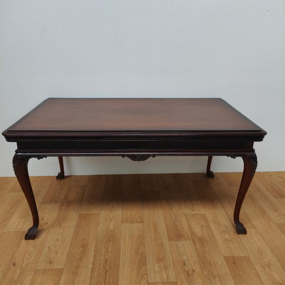 Image 1 of Tavolo da pranzo Chippendale vintage, tavolo da sala da pranzo, tavolo allungabile