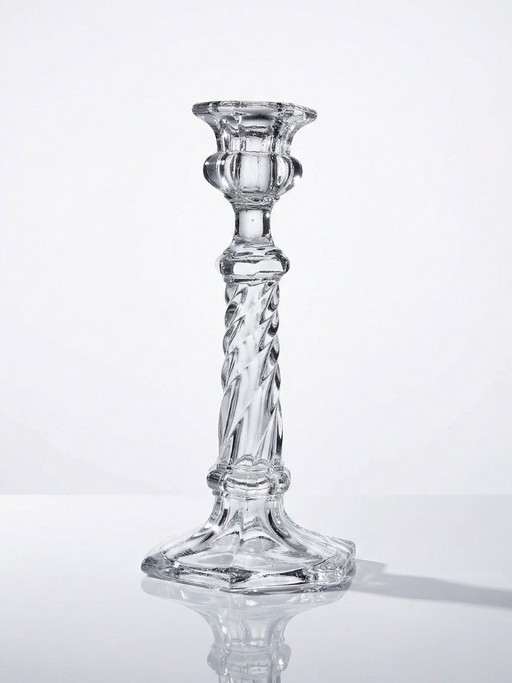 Antique twisted molded glass candlestick, circa 1930-1950