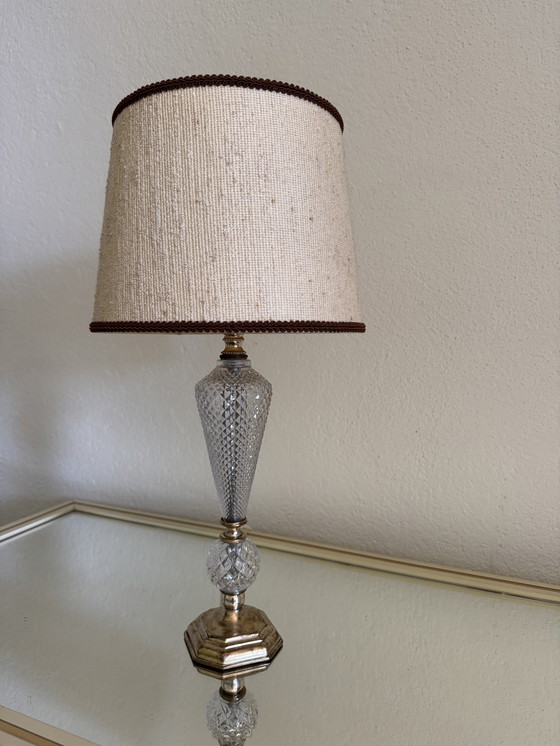 Image 1 of Glass and brass lamp from the 60s