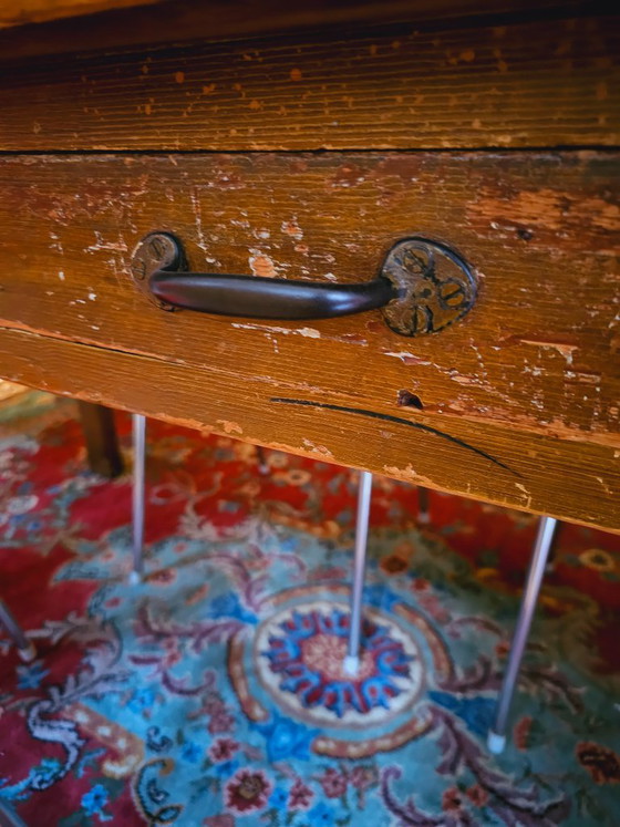 French farmhouse table or as a desk, long table of 2 meters! – Dining tables, Metal, Wood (photo 10 of 10)