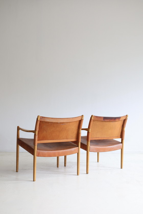 Ensemble de deux Fauteuils vintage Modèle Premiär 69, Per-Olaf Scotte Années 60 IKEA – Wood, Leather (photo 6 of 10)