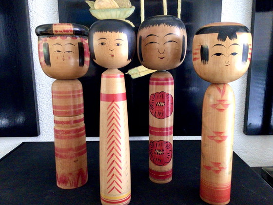 Image 1 of Set di 4 Kokeshi giapponesi vintage