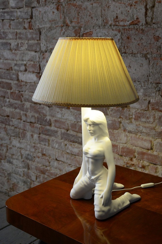 Gerestaureerde Mid-Century Figuratieve Tafellamp, Keramiek, Nieuwe Elektrificatie, Jaren 70, Tafellampen (foto 7 van 14)