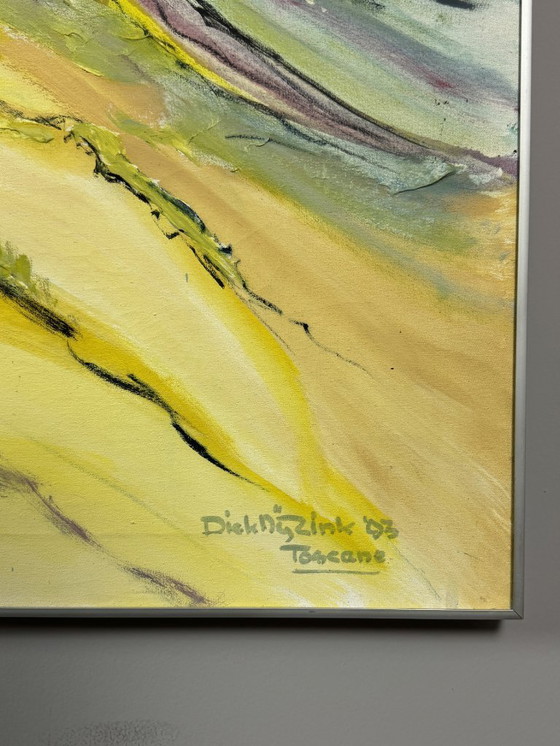 Image 1 of 'Toscane', gesigneerd door Dick Nijzink, acryl op canvas, Nederland, 1993