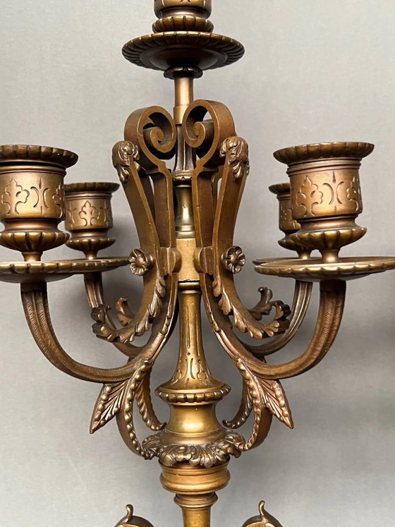 Paire de grands chandeliers de style Renaissance. Marbre. Bronze massif. – Bougeoirs et chandeliers, Marble (photo 5 of 10)