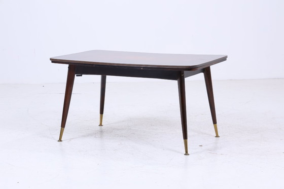 Image 1 of Vintage crank table 60s | Mid - Century extendable formica in high gloss style coffee table retro 70s #07-13