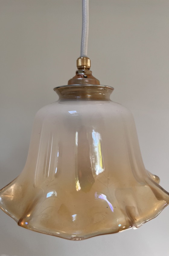Vintage Glazen Gegolfde Klok Hanglamp – Hanglampen, Glass (photo 3 of 8)