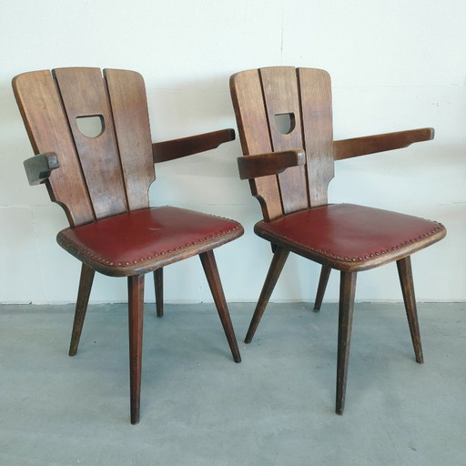 Chaises de cuisine avec accoudoirs de style brutaliste des années 50/60 (3e gratuite)