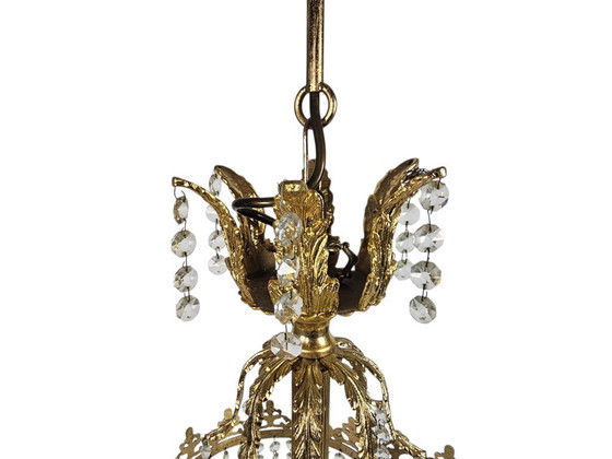Image 1 of Chandelier - Hollywood Regency - gilded - crystal - 3rd quarter of the 20th century