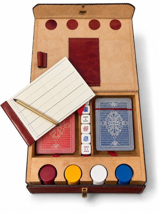 Set da gioco in pelle marrone, Oggetti decorativi, Plastica, Vintage (foto 3 di 5)