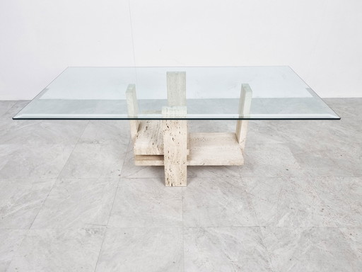 Table basse vintage en travertin