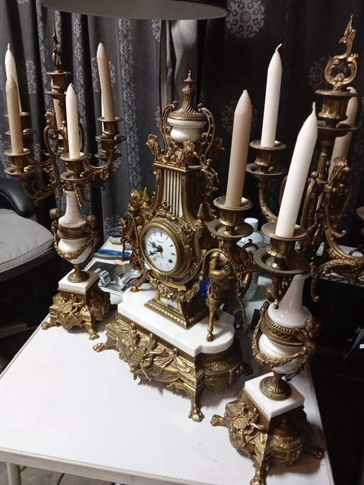 Antique Clock Set From The Brand Regnault Type A Paris