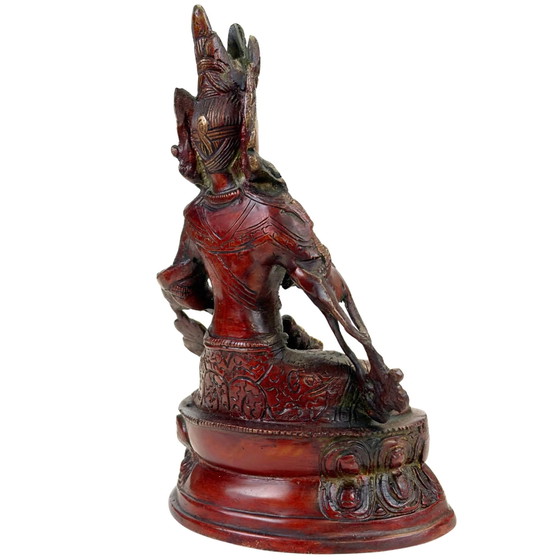 Tibetische Vajrasattva Bronze Himalaya Zweifarbige Patina Statue 22 cm – Bildhauerei (photo 5 of 10)
