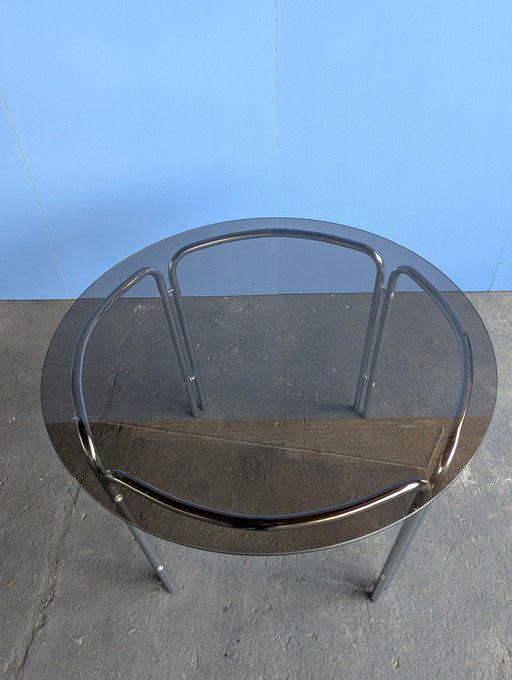 Vintage chrome & glass dining table