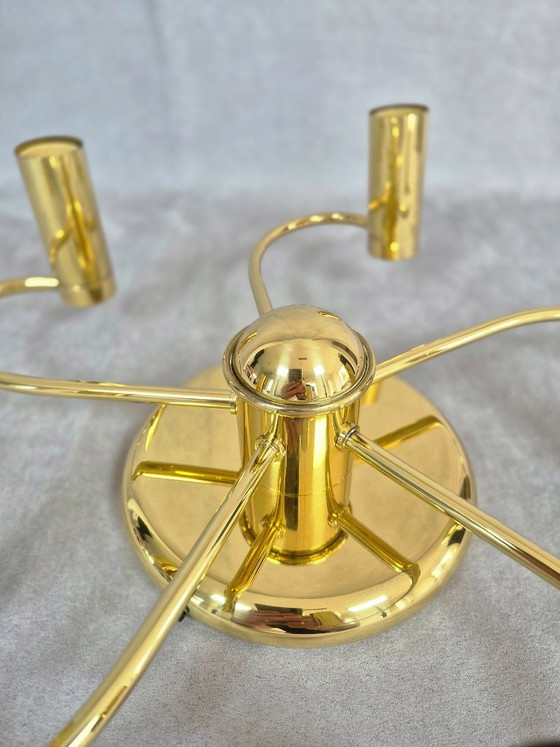 Image 1 of Lampadario da soffitto Honsel a 5 luci in ottone, attacco E14, stile moderno vintage – Testato