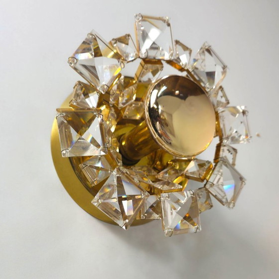 Image 1 of Lámparas de pared Palwa Alemania. Cristal dorado de mediados de siglo, años 70.
