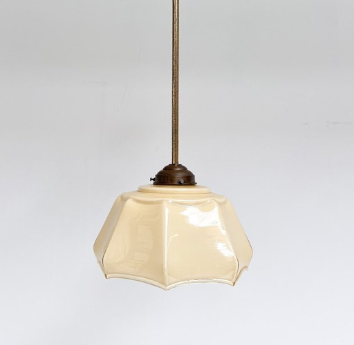 Curved glass Art Deco pendant lamp, 1930s