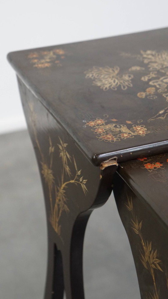 Image 1 of 2 x Vintage Japanese lacquerware side tables