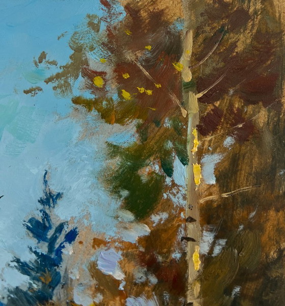 Image 1 of Original Oil Painting Winter Forest Landscape Rest in the winter forest