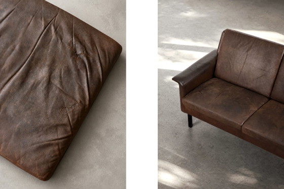 Image 1 of Canapé 2 Places Vintage Mid-Century Scandinave Moderne en Cuir Marron 3330 par Arne Vodder pour Fritz Hansen, 1960s